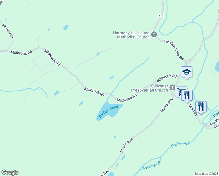 map of restaurants, bars, coffee shops, grocery stores, and more near 936 Millbrook Road in Newton