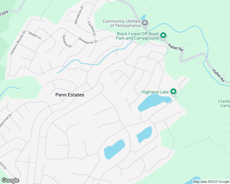 map of restaurants, bars, coffee shops, grocery stores, and more near 192 Penn Estates Drive in East Stroudsburg