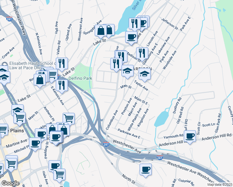 map of restaurants, bars, coffee shops, grocery stores, and more near 123 Underhill Avenue in Harrison