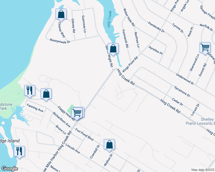 map of restaurants, bars, coffee shops, grocery stores, and more near 602 Three Mile Harbor Hog Creek Road in East Hampton