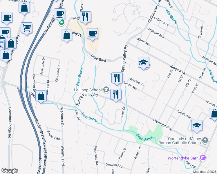 map of restaurants, bars, coffee shops, grocery stores, and more near 6 Villa Court in Park Ridge