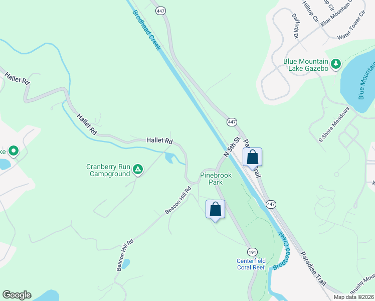 map of restaurants, bars, coffee shops, grocery stores, and more near 488 Hallet Road in East Stroudsburg