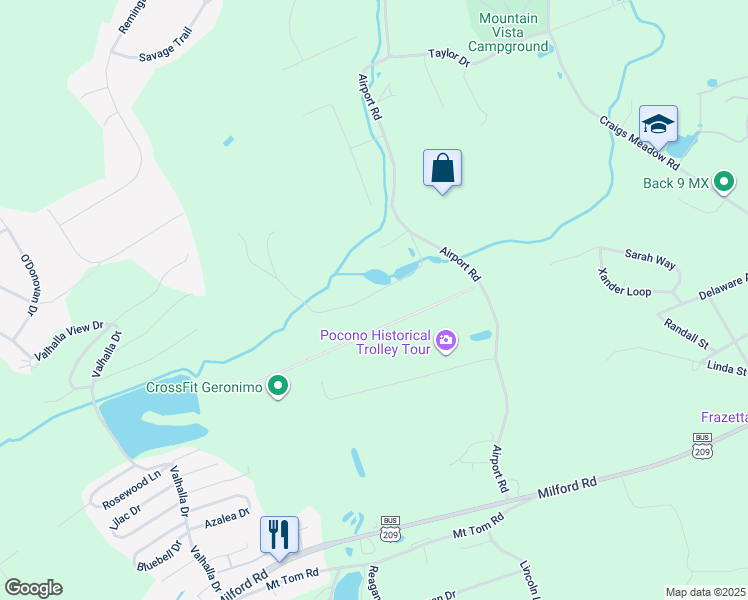 map of restaurants, bars, coffee shops, grocery stores, and more near Schoonover Ln in East Stroudsburg