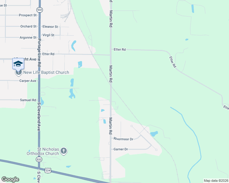 map of restaurants, bars, coffee shops, grocery stores, and more near 1762 Martin Road in Mogadore