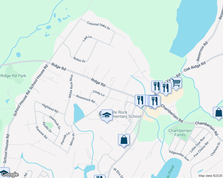 map of restaurants, bars, coffee shops, grocery stores, and more near 16 White Rock Boulevard in Jefferson