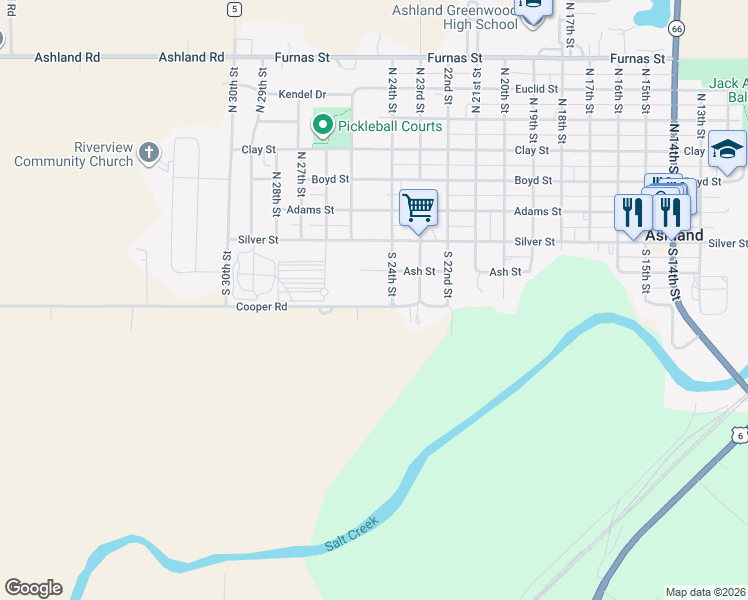 map of restaurants, bars, coffee shops, grocery stores, and more near 2401-2519 Birch Street in Ashland