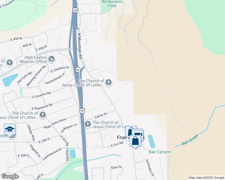 map of restaurants, bars, coffee shops, grocery stores, and more near 106 South Mountain Road in Fruit Heights