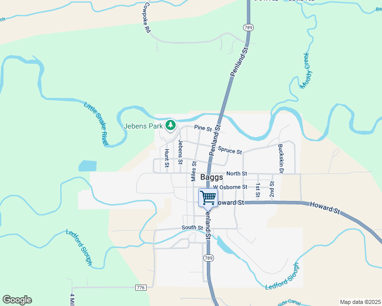 map of restaurants, bars, coffee shops, grocery stores, and more near Locust Street in Baggs