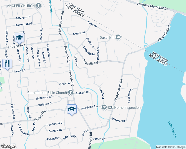 map of restaurants, bars, coffee shops, grocery stores, and more near 212 Graney Drive in River Vale