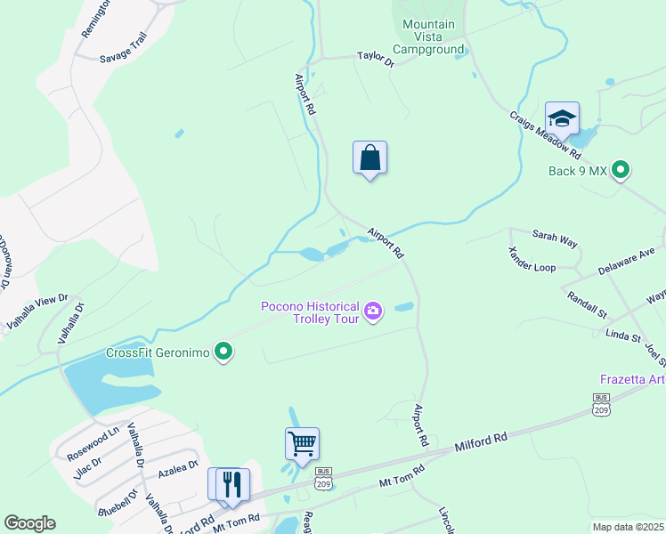 map of restaurants, bars, coffee shops, grocery stores, and more near 133 Schoonover Lane in East Stroudsburg