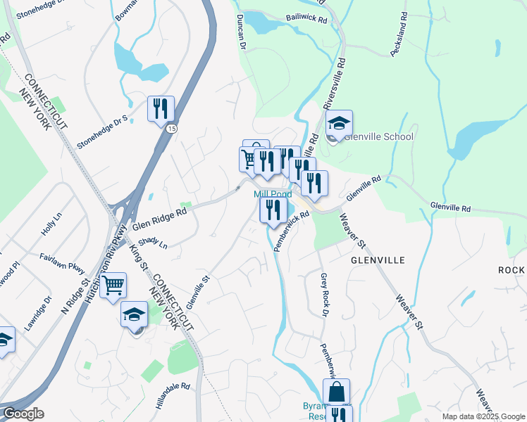 map of restaurants, bars, coffee shops, grocery stores, and more near 204 River West in Greenwich