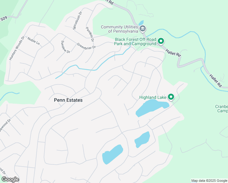 map of restaurants, bars, coffee shops, grocery stores, and more near 192 Penn Estates in East Stroudsburg