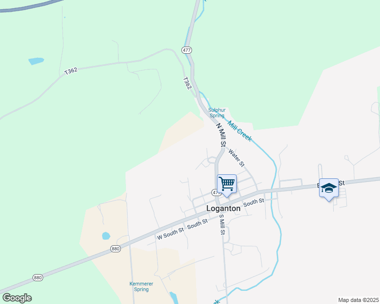 map of restaurants, bars, coffee shops, grocery stores, and more near in Loganton