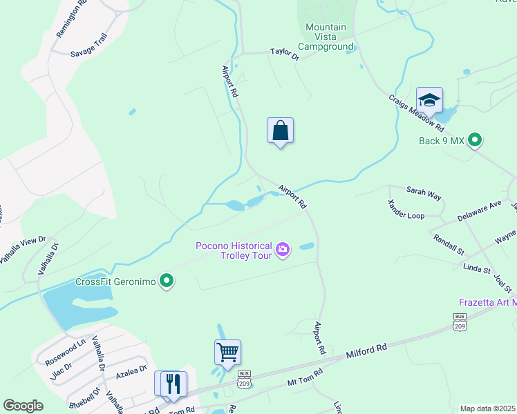 map of restaurants, bars, coffee shops, grocery stores, and more near 133 Schoonover Lane in East Stroudsburg