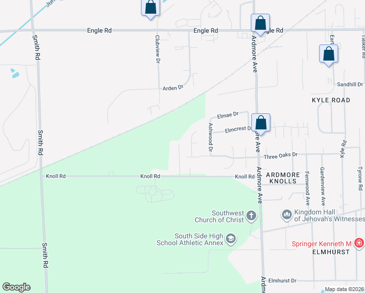map of restaurants, bars, coffee shops, grocery stores, and more near 4914 Rocky Knoll Dr in Fort Wayne