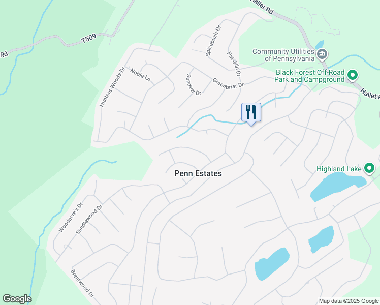 map of restaurants, bars, coffee shops, grocery stores, and more near 123 Riverbend Terrace in East Stroudsburg