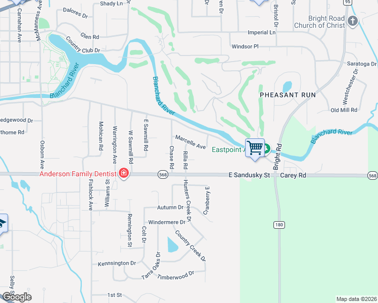map of restaurants, bars, coffee shops, grocery stores, and more near 348 Rilla Road in Findlay