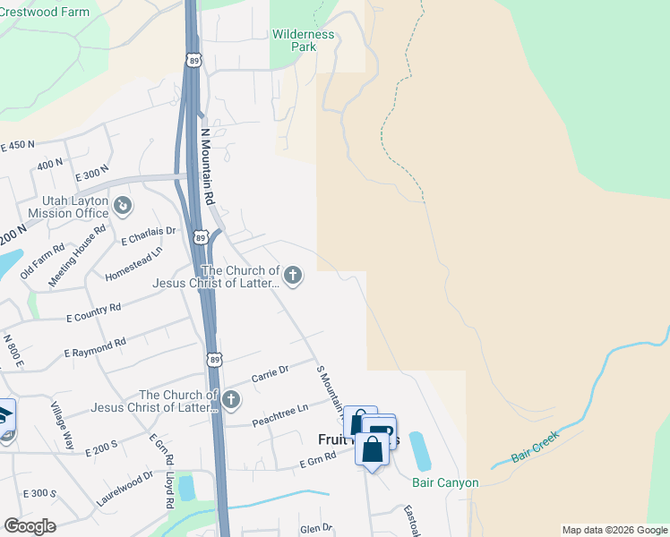 map of restaurants, bars, coffee shops, grocery stores, and more near 1475 250 North in Fruit Heights