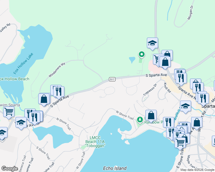 map of restaurants, bars, coffee shops, grocery stores, and more near 120 Wagon Wheel Road in Sparta