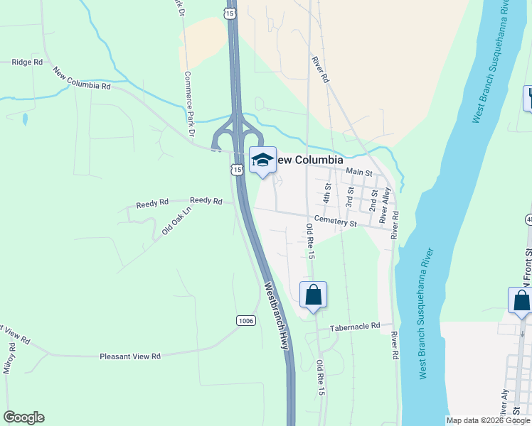 map of restaurants, bars, coffee shops, grocery stores, and more near 667 Cemetery Street in New Columbia