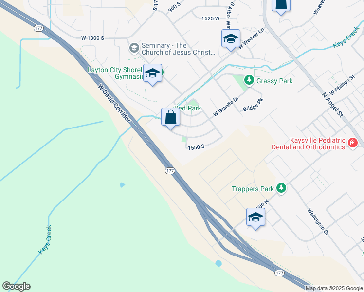 map of restaurants, bars, coffee shops, grocery stores, and more near 1494 South Mica Lane in Layton
