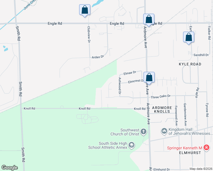 map of restaurants, bars, coffee shops, grocery stores, and more near 4914 Rocky Knoll Dr in Fort Wayne