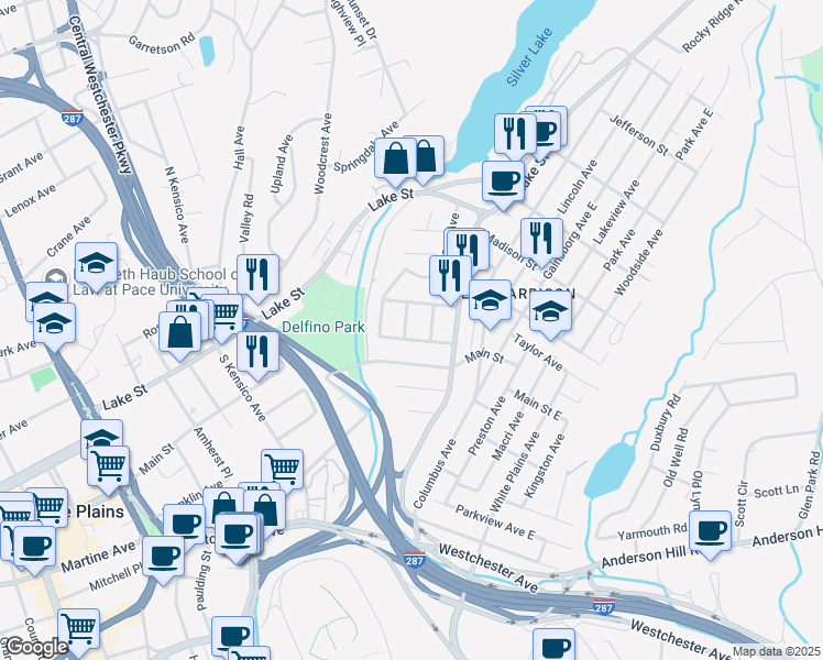 map of restaurants, bars, coffee shops, grocery stores, and more near 6 Pine Street in Harrison