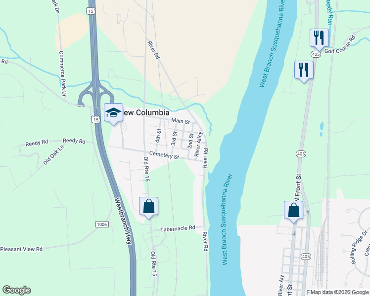 map of restaurants, bars, coffee shops, grocery stores, and more near 159 2nd Street in New Columbia