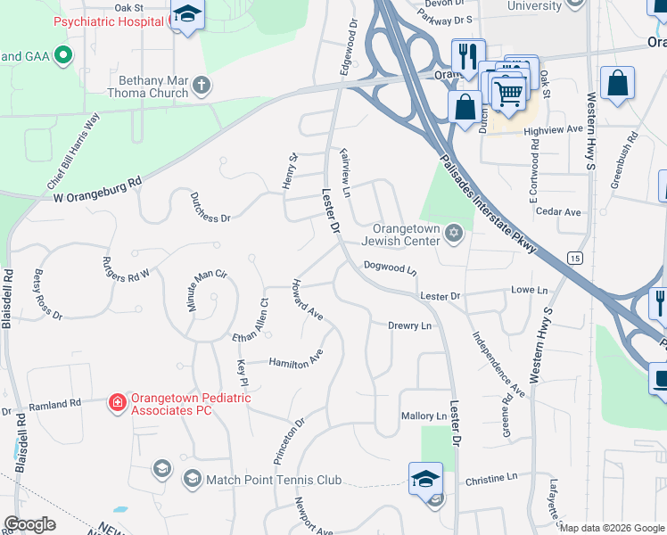 map of restaurants, bars, coffee shops, grocery stores, and more near 172 Hardwood Drive in Orangeburg