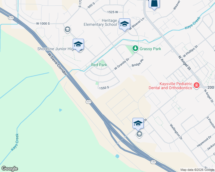 map of restaurants, bars, coffee shops, grocery stores, and more near 1457 West Silvercreek Drive in Layton