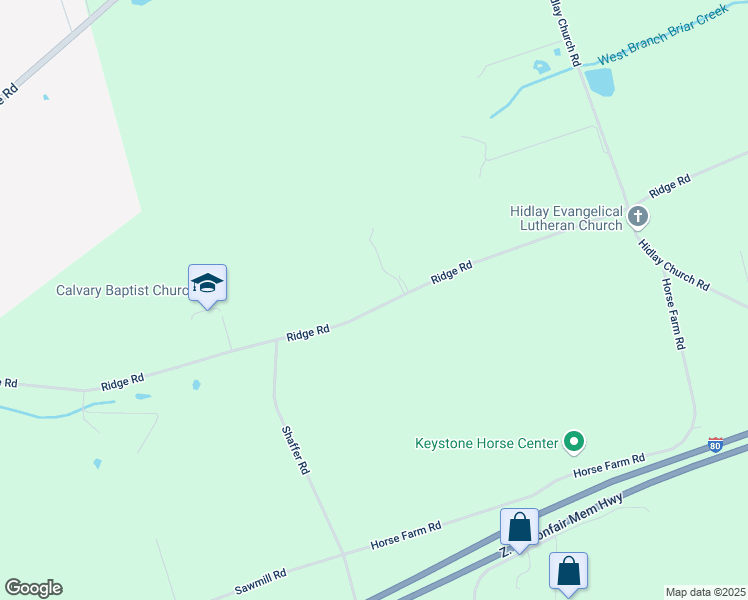 map of restaurants, bars, coffee shops, grocery stores, and more near 3373 Ridge Road in Bloomsburg