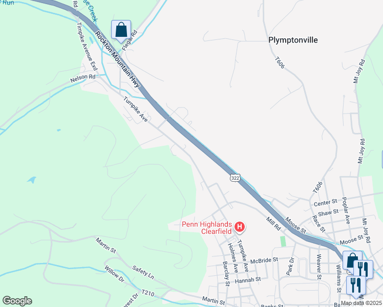 map of restaurants, bars, coffee shops, grocery stores, and more near 1360-1376 Turnpike Avenue in Clearfield