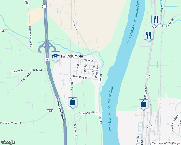 map of restaurants, bars, coffee shops, grocery stores, and more near 159 2nd Street in New Columbia