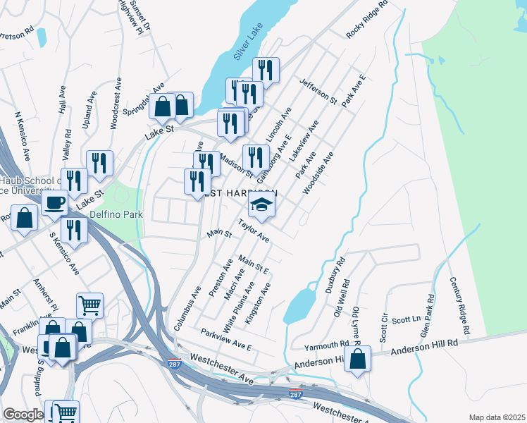 map of restaurants, bars, coffee shops, grocery stores, and more near 5 Park Avenue in Harrison