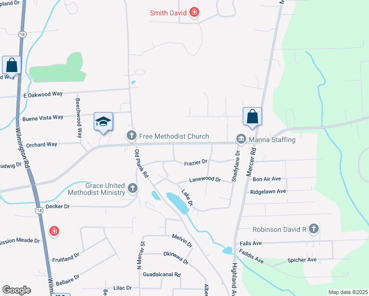 map of restaurants, bars, coffee shops, grocery stores, and more near 308 East Maitland Lane in New Castle