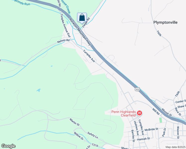 map of restaurants, bars, coffee shops, grocery stores, and more near 107 Barn Road in Clearfield