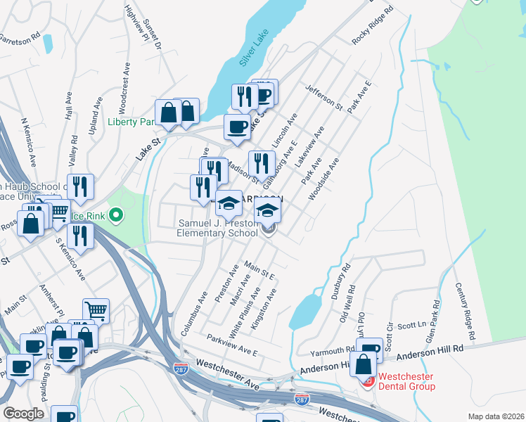 map of restaurants, bars, coffee shops, grocery stores, and more near 8 Taylor Avenue in Harrison