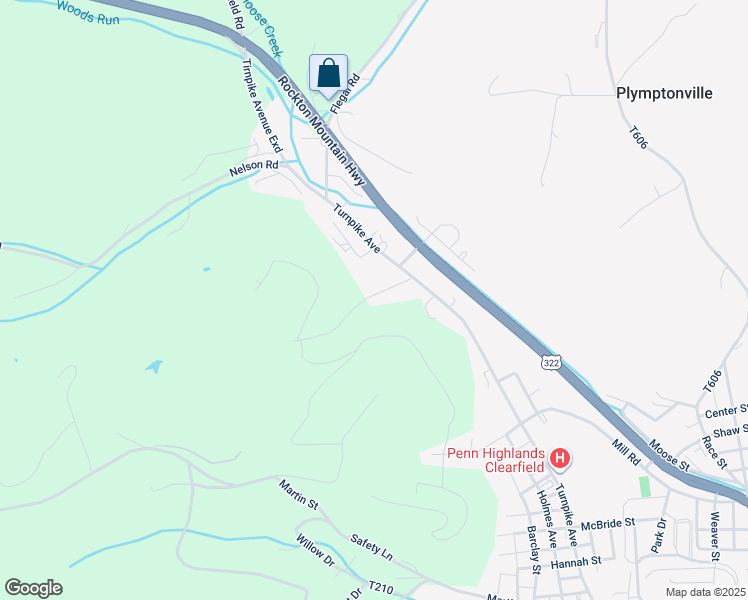 map of restaurants, bars, coffee shops, grocery stores, and more near 107 Barn Road in Clearfield