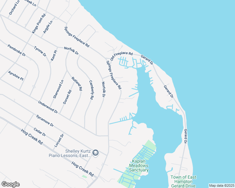 map of restaurants, bars, coffee shops, grocery stores, and more near 1093 Springs Fireplace Road in East Hampton