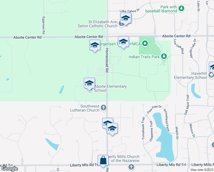 map of restaurants, bars, coffee shops, grocery stores, and more near 5004 Homestead Road in Fort Wayne