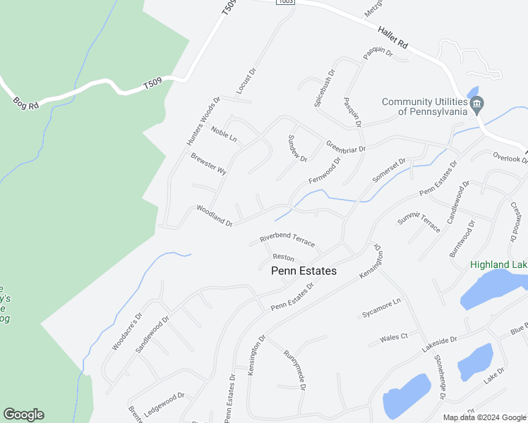 map of restaurants, bars, coffee shops, grocery stores, and more near 80 Garden Terrace in East Stroudsburg
