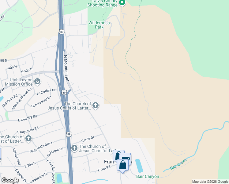 map of restaurants, bars, coffee shops, grocery stores, and more near 1475 250 North in Fruit Heights