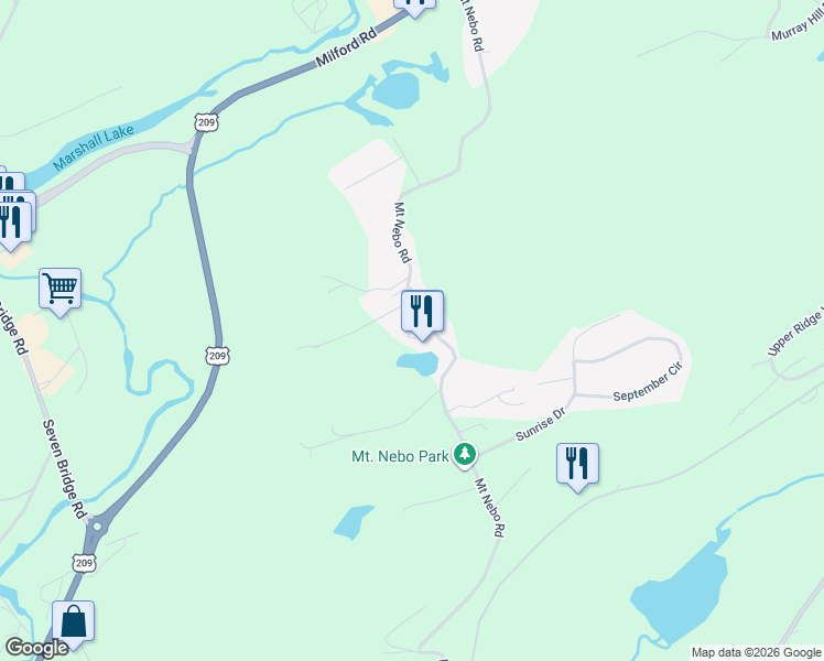 map of restaurants, bars, coffee shops, grocery stores, and more near 200 Mount Nebo Road in East Stroudsburg