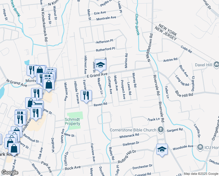 map of restaurants, bars, coffee shops, grocery stores, and more near 18 Cottage Avenue in Montvale
