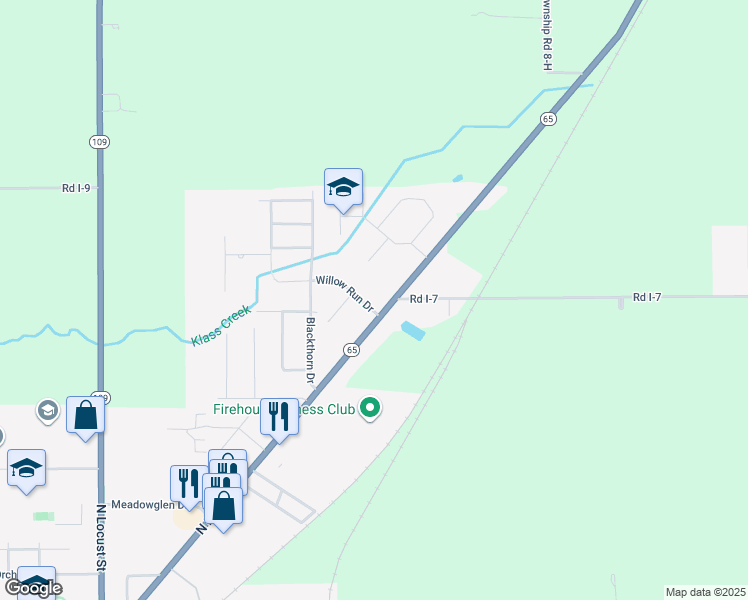 map of restaurants, bars, coffee shops, grocery stores, and more near 125 East Willow Run Drive in Ottawa