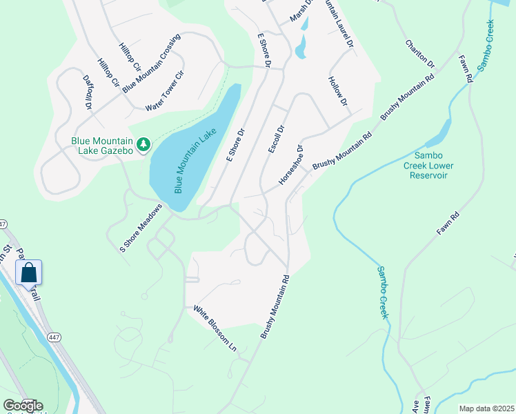 map of restaurants, bars, coffee shops, grocery stores, and more near 3 Cabinsglade Court in East Stroudsburg