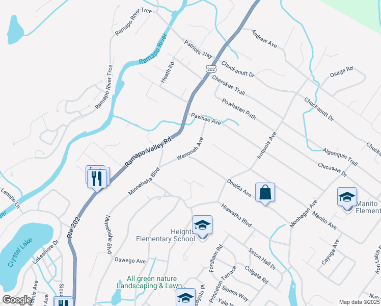 map of restaurants, bars, coffee shops, grocery stores, and more near 29 Wenonah Avenue in Oakland