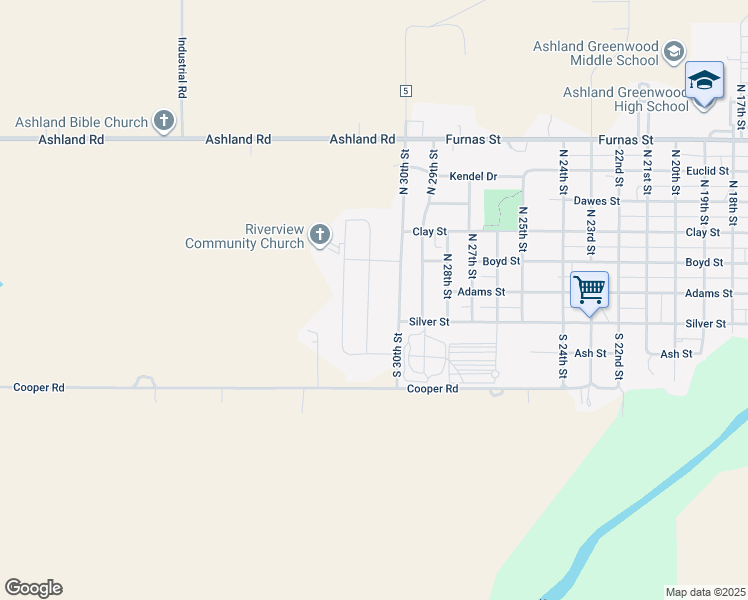 map of restaurants, bars, coffee shops, grocery stores, and more near 102 North 30th Street in Ashland