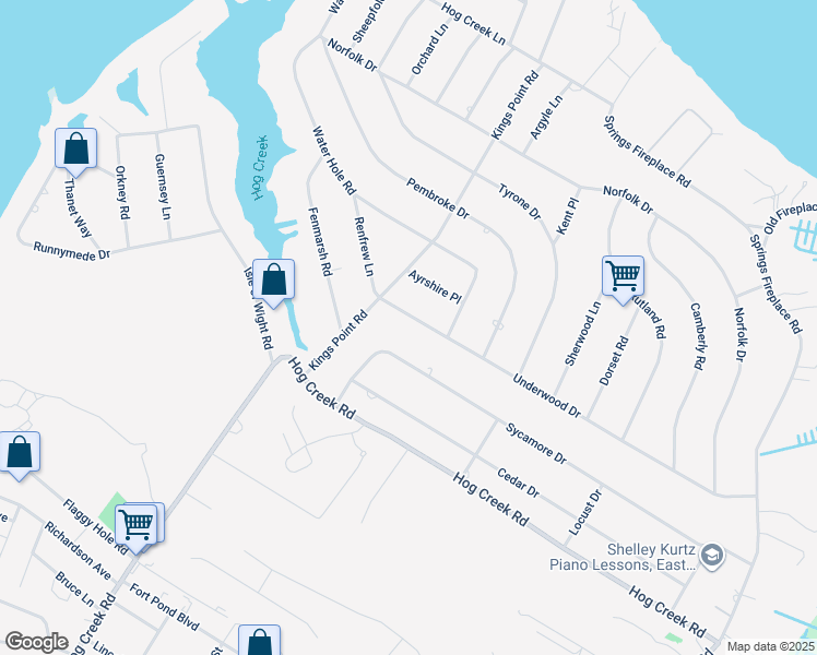 map of restaurants, bars, coffee shops, grocery stores, and more near 172 Underwood Drive in East Hampton
