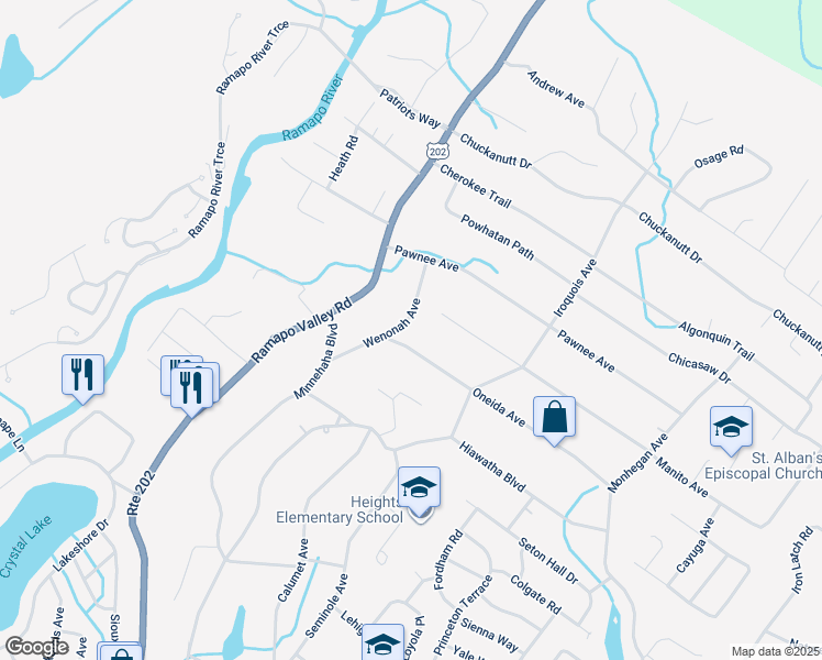 map of restaurants, bars, coffee shops, grocery stores, and more near 34 Wenonah Avenue in Oakland